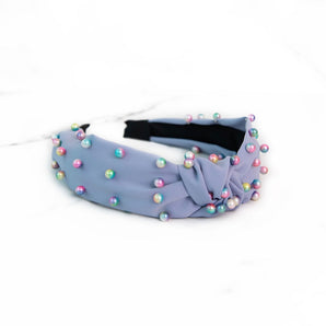 Light Purple Headband with Rainbow Ombre Pearls