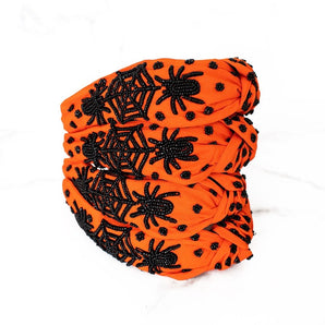 Spiderweb Beaded Orange Headband