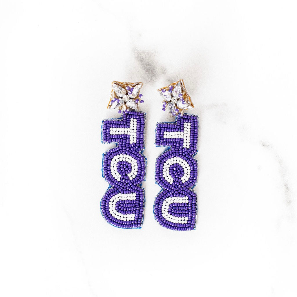 TCU Beaded Earrings – Golden Thread,1