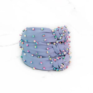Light Purple Headband with Rainbow Ombre Pearls