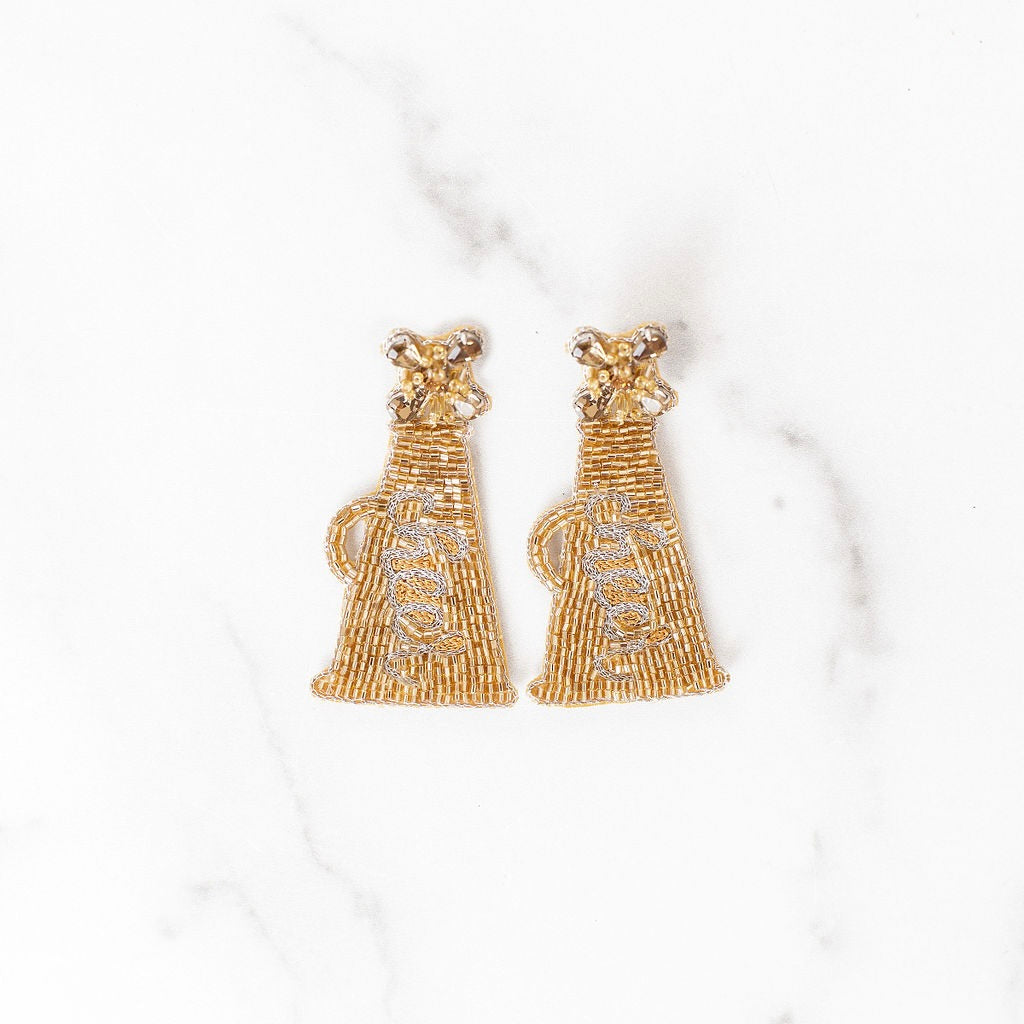 Cheer Megaphone Beaded Earrings Golden Thread, Inc.