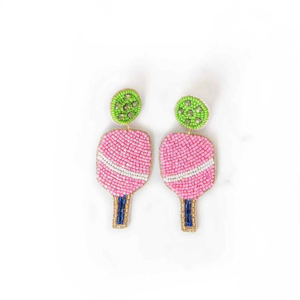 Beaded Pickleball Earrings Golden Thread, Inc.