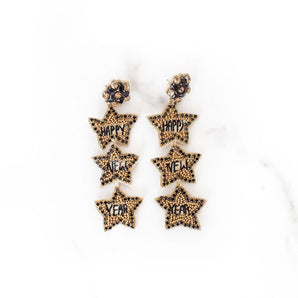 NYE Gold Star Beaded Earrings