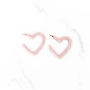 Light Pink and White Open Heart Earrings