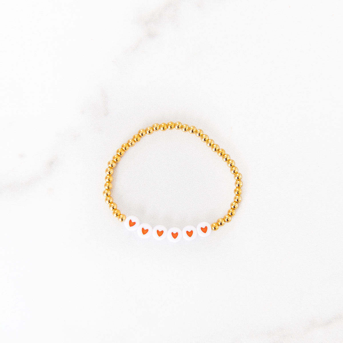 Orange Heart Gold Beaded Bracelet – Golden Thread, Inc.