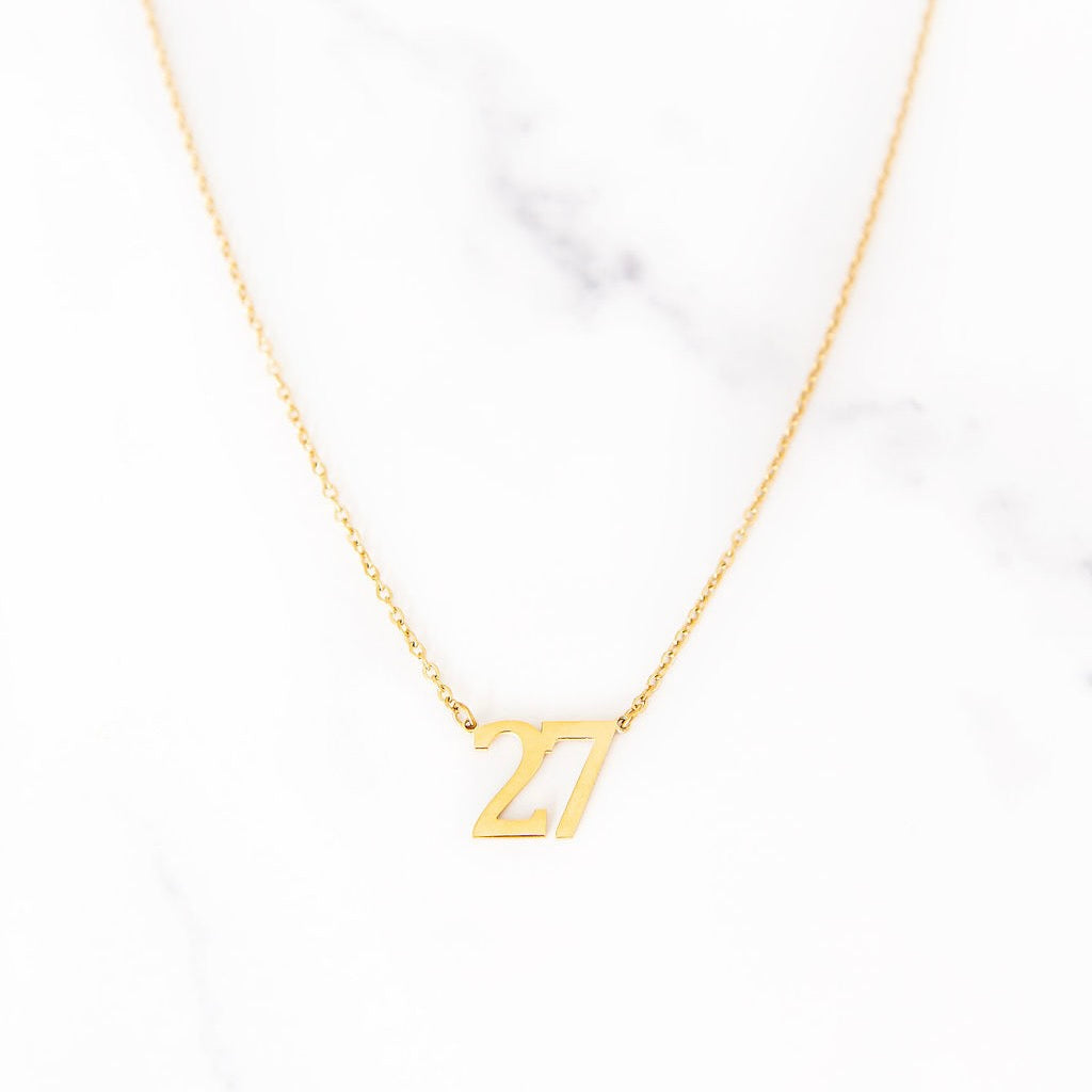 Custom Number Necklace – Golden Thread,