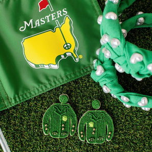 Masters Green Jacket Beaded Earrings