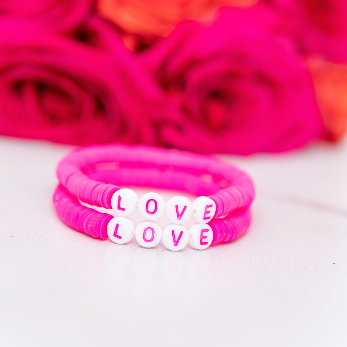 Pink Heart Gold Beaded Bracelet