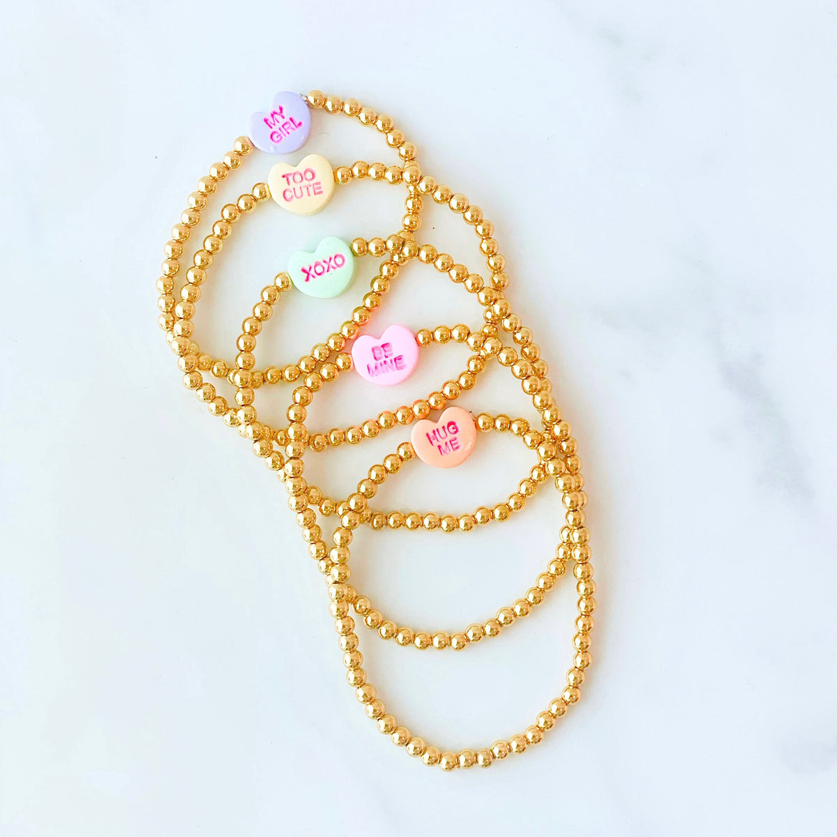 Rainbow Heart Gold Beaded Bracelet – Golden Thread, Inc.