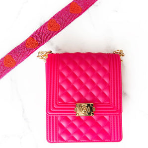 Pink with Red Heart Purse Strap
