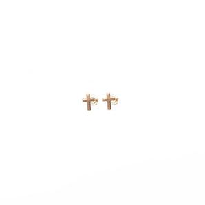 Solid Gold Cross Studs | 14 Karat