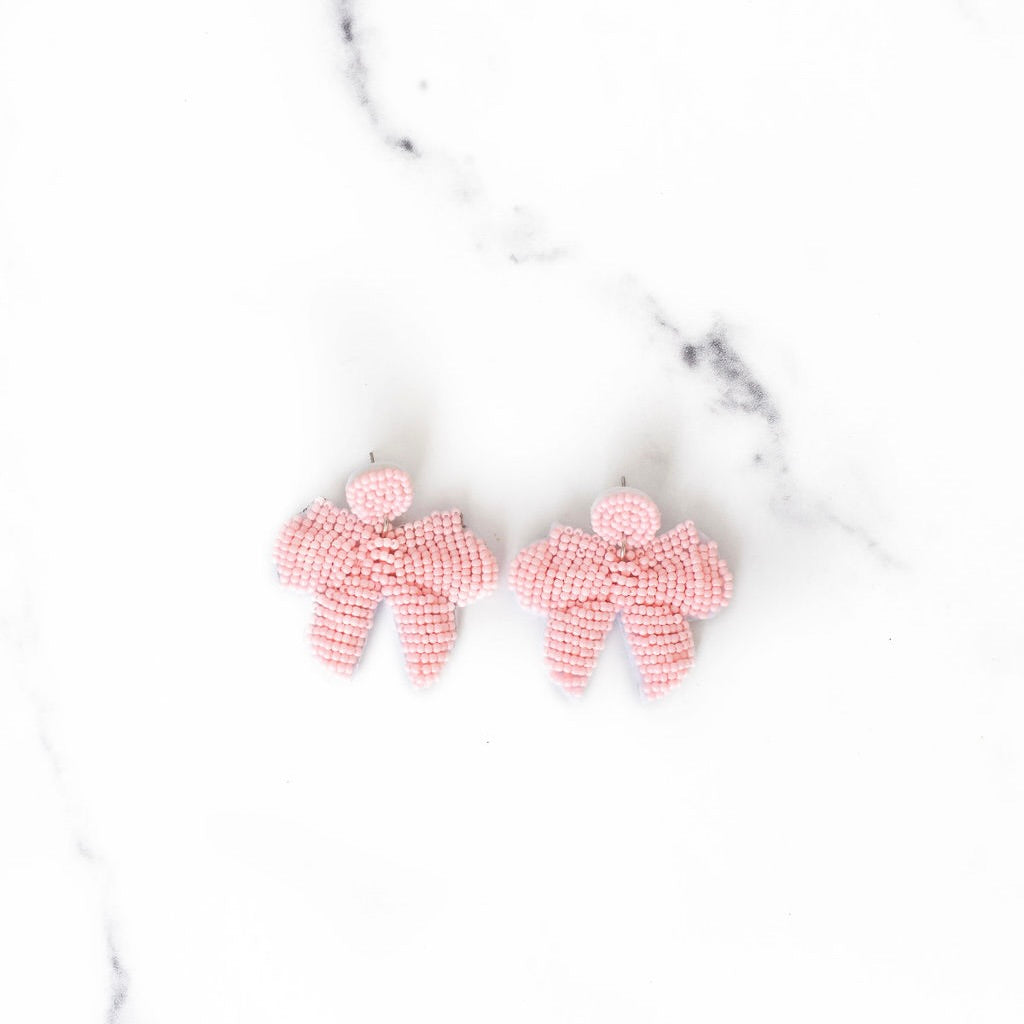 Pink bow deals earrings