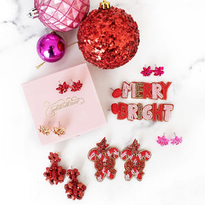 Merry & Bright Bow Studs | Pink
