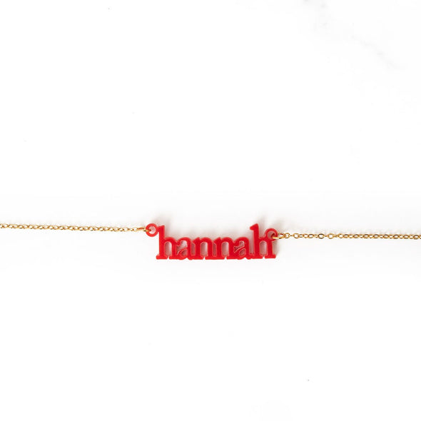 Acrylic Nameplate Necklace | Red