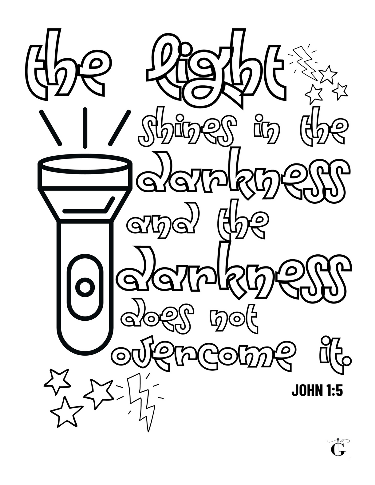 John 1:5 Coloring Sheet – Golden Thread, Inc.