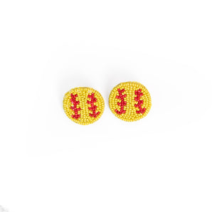 Beaded Softball Stud Earrings