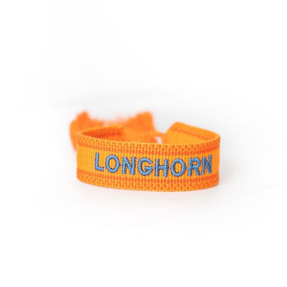 Camp Longhorn Embroidered Tassel Bracelet