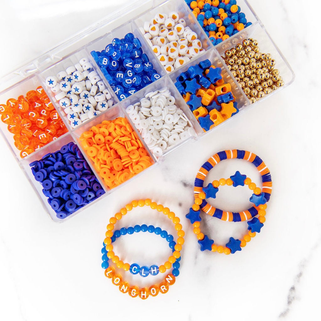 100 Frosty Pony Beads Mix Loom Bands Dummy Clip Orange Blue Yellow