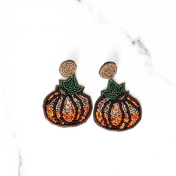 Pumpkin Season Beaded Earrings