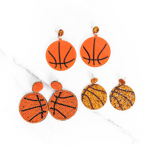 Glitter Basketball Earrings