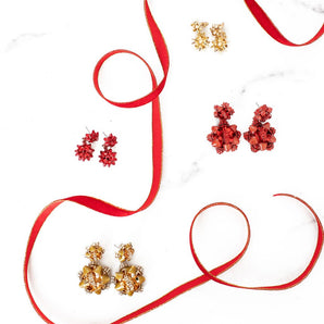 Merry & Bright Bow Drop Earrings | Gold
