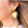 Oversized Metallic Heart Drop Earrings