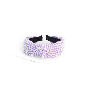 Purple Seersucker Pearl Headband