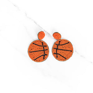 Beaded Basketball Drop Earrings
