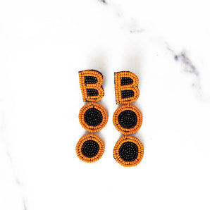 Beaded BOO Earrings | Orange