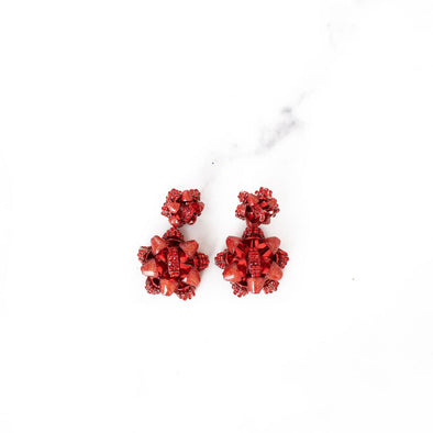Merry & Bright Bow Drop Earrings | Red