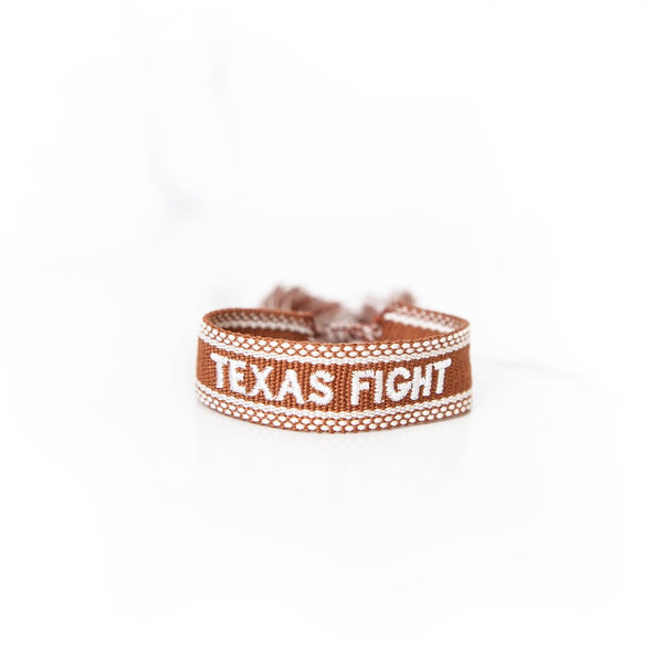 Texas Fight Embroidered Tassel Bracelet