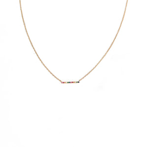 Rainbow Bar Necklace | 14 Karat