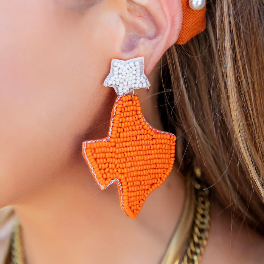 Home Sweet Home Burnt Orange Beaded Earrings - Main Image