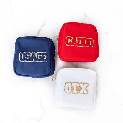 OTX and OZARK Chenille Patch Pouches