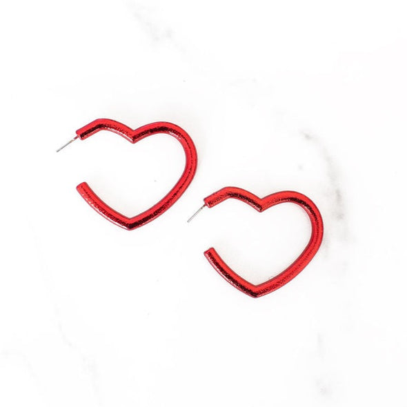 Red Open Heart Earrings