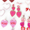 Pink + Red XOXO Heart Earrings