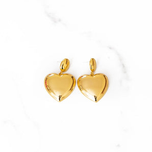 Oversized Metallic Heart Drop Earrings
