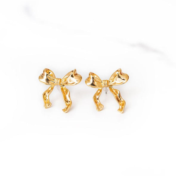 Large Gold Bow Studs