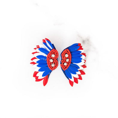 Red, White, and Blue Feathered Earrings