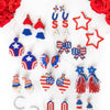 American Flag Heart Beaded Earrings