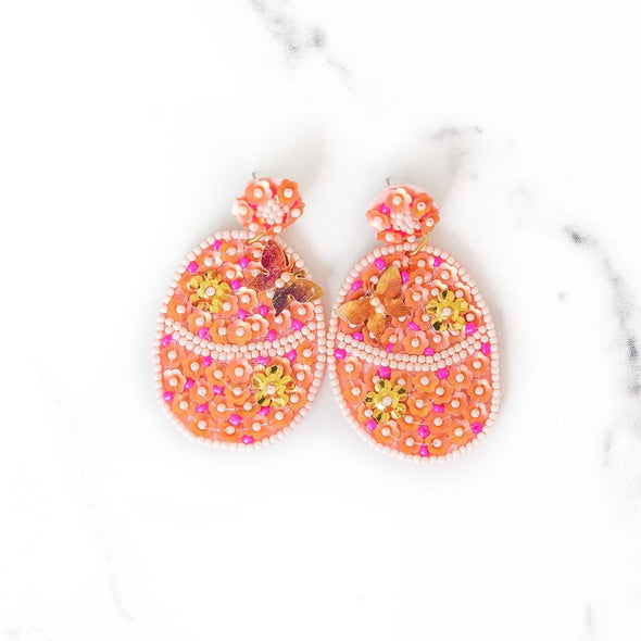 Beaded Easter Egg Earrings | Pink