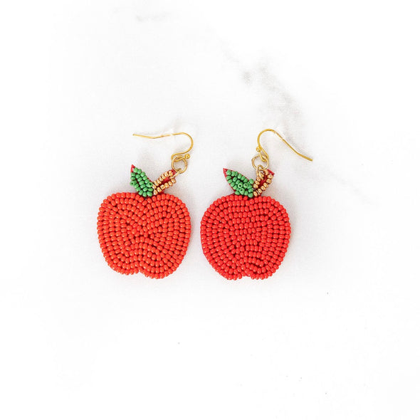 Red Apple Beaded Earrings