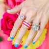 Enamel Ring with Baguette Gem | Light Pink