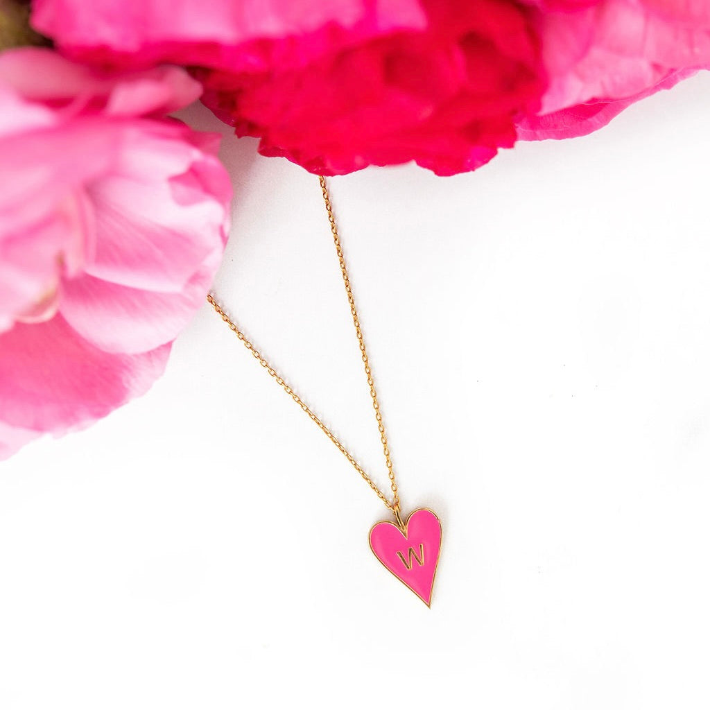 Pink Enamel Heart Eternity Ring, Daughter Gift, Pink Enamel
