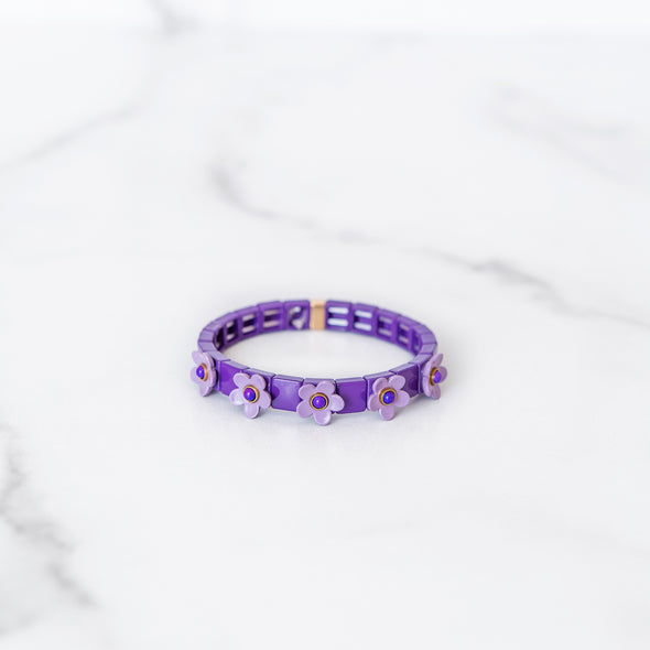 Purple Daisy Tile Bracelet