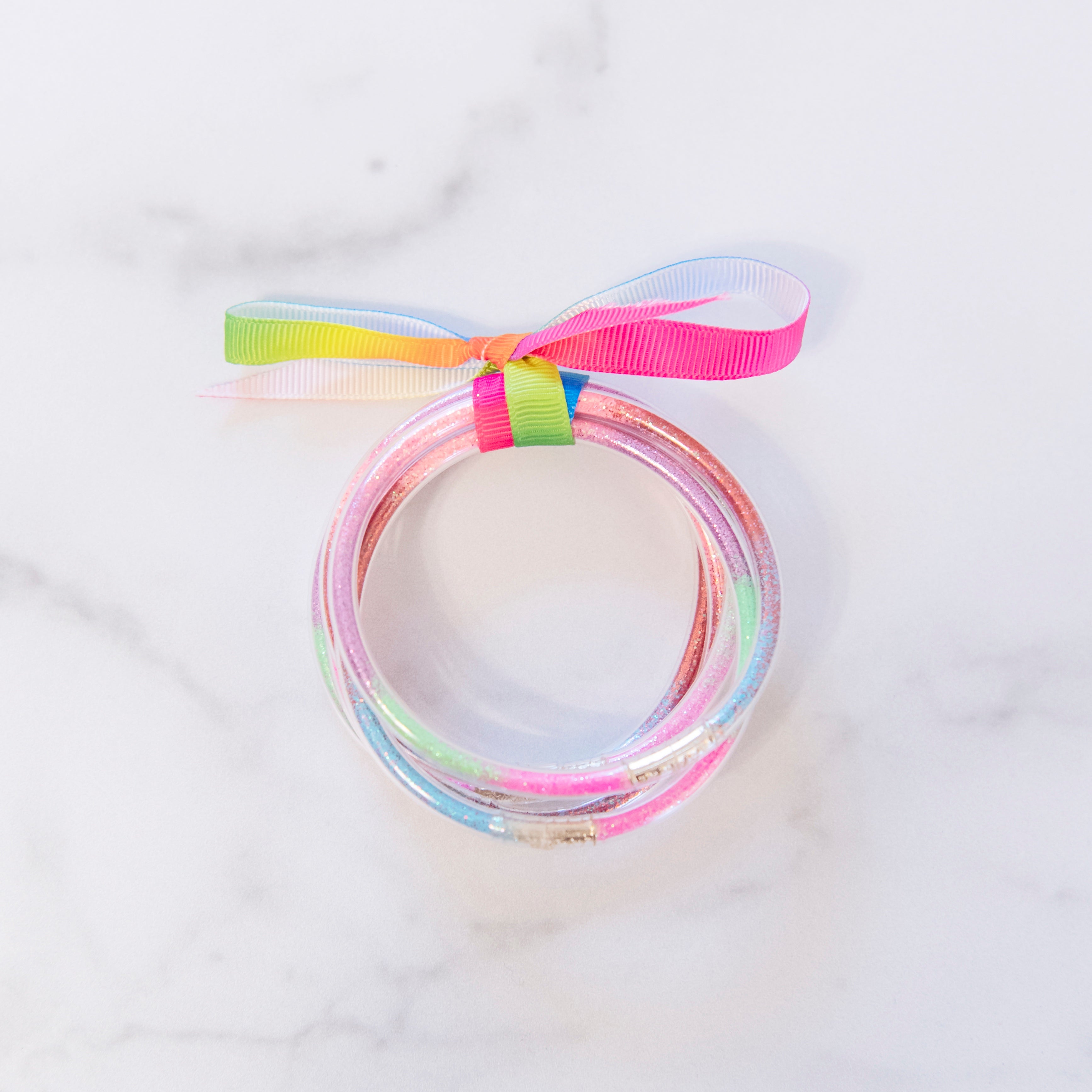 Youth Sized Multi-Colored Rainbow Party Bangles – Golden Thread, Inc.