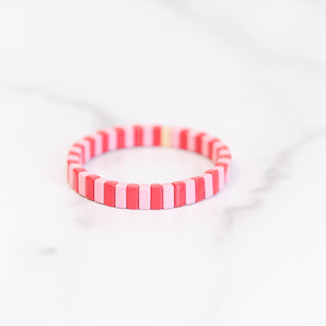 XOXO Pink and Red Tile Bracelet