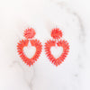 Red Raffia Heart Earrings