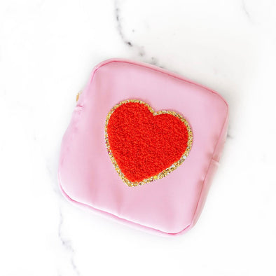 Light Pink with Red Heart Jewelry Pouch – Golden Thread, Inc.