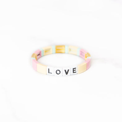 Pastel Pink Love Tile Bracelet